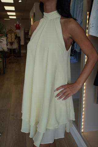 Sun-Kissed Yellow Ruffle Halter Dress