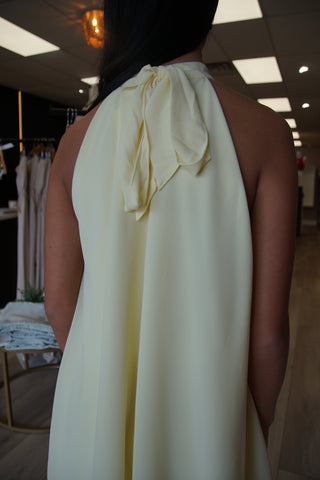Sun-Kissed Yellow Ruffle Halter Dress