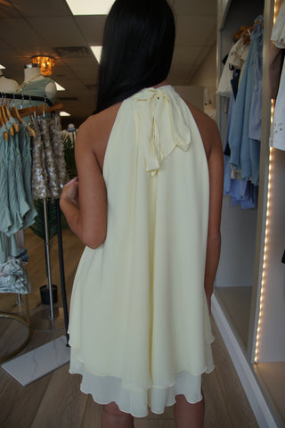Sun-Kissed Yellow Ruffle Halter Dress