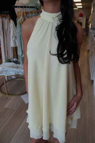 Sun-Kissed Yellow Ruffle Halter Dress