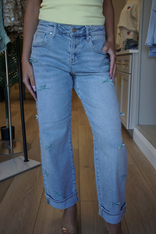 Sutton High Rise Ribbon Detail Jeans