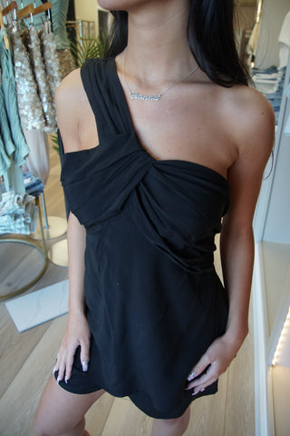 Asymmetric Layered Black Romper