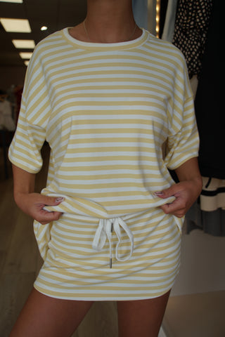 Butter Cream Striped Oversized Lounge Set