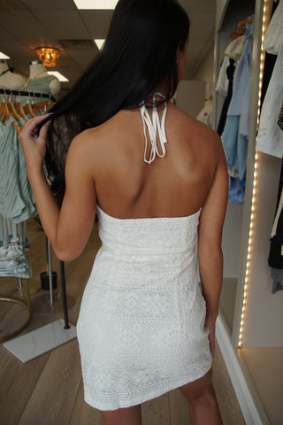 Dainty Crochet Halter Dress
