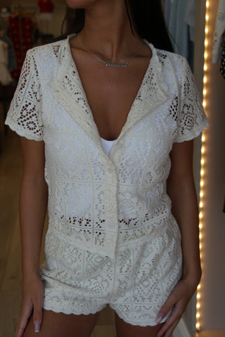 Cream Crochet Two-Piece Set