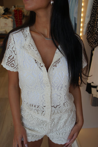 Cream Crochet Two-Piece Set