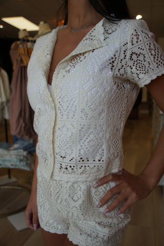 Cream Crochet Two-Piece Set