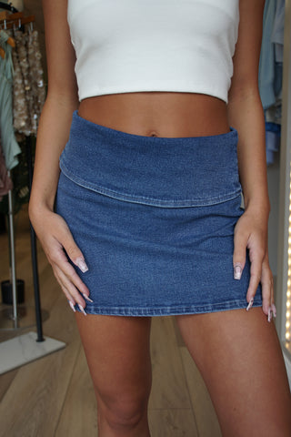 Freedom Flare Low Waist Denim Skirt