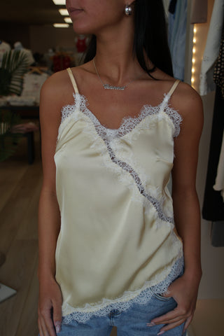 Sunlight Yellow Satin Lace Cami