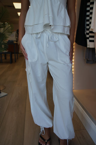 Sienna White Cotton Cargo Pants | Matching Set