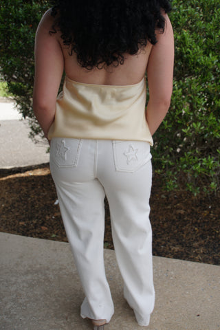 Lucky Star White Embroidered Jeans