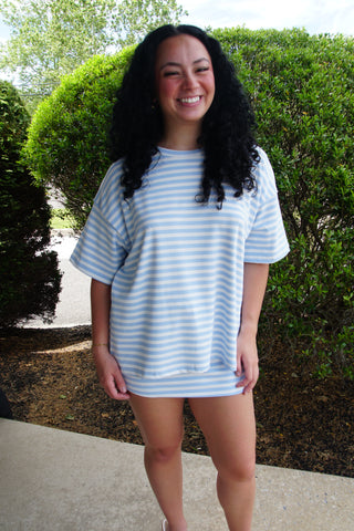 Blue Striped Oversized Lounge Set