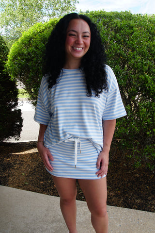 Blue Striped Oversized Lounge Set