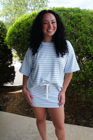 Blue Striped Oversized Lounge Set