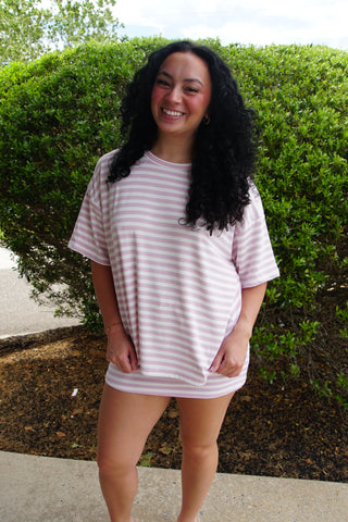Pink Striped Oversized Lounge Set