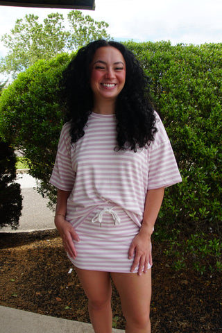 Pink Striped Oversized Lounge Set
