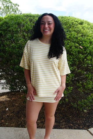 Butter Cream Striped Oversized Lounge Set
