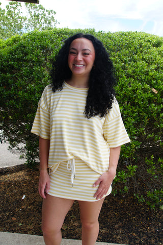 Butter Cream Striped Oversized Lounge Set