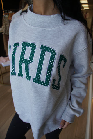 Kelly Green Polka Dot Grey Mockneck