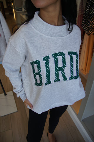 Kelly Green Polka Dot Grey Mockneck