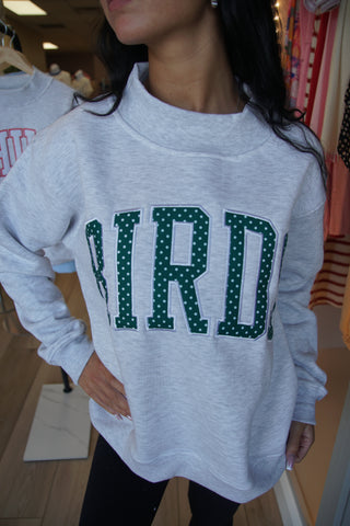 Kelly Green Polka Dot Grey Mockneck