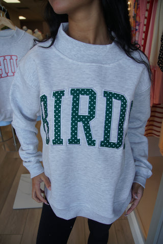 Kelly Green Polka Dot Grey Mockneck
