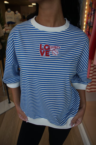 Blue Striped Baseball Tee