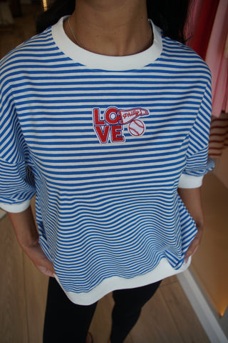 Blue Striped Baseball Tee