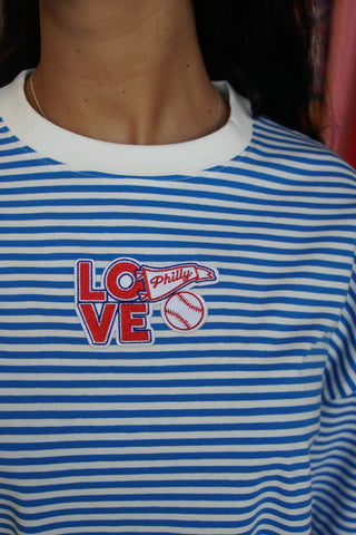 Blue Striped Baseball Tee