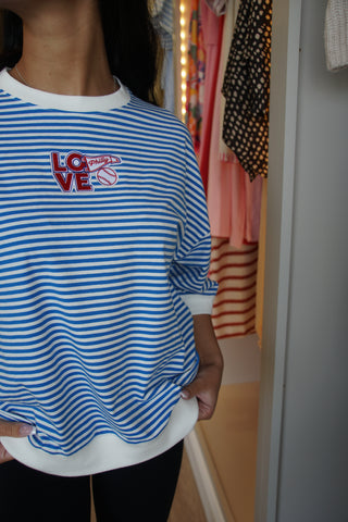 Blue Striped Baseball Tee