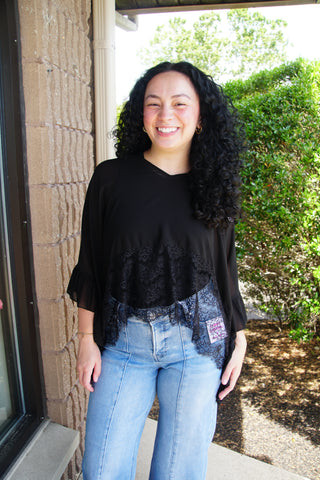 Sheer Chiffon Ruffle Poncho