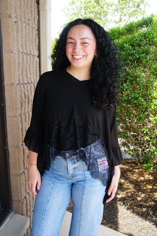 Sheer Chiffon Ruffle Poncho