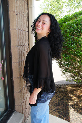 Sheer Chiffon Ruffle Poncho
