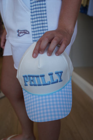 Philly Gingham Hat: Blue
