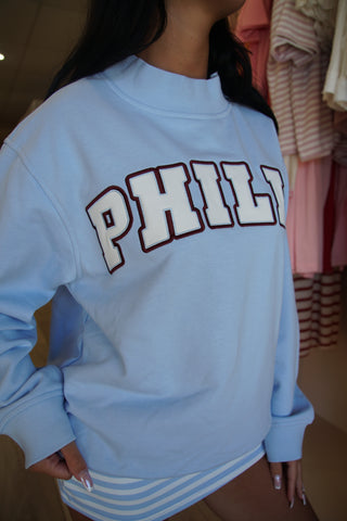 Philly It-Girl Blue Mockneck