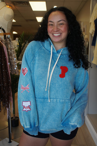 Crochet Philly Blue Hoodie