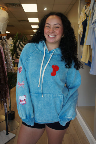 Crochet Philly Blue Hoodie