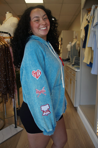 Crochet Philly Blue Hoodie