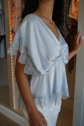 Powder Blue Lace Blouse