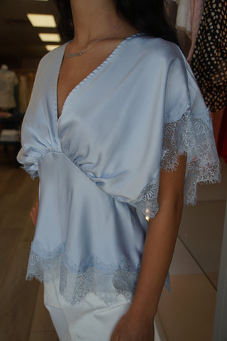 Powder Blue Lace Blouse