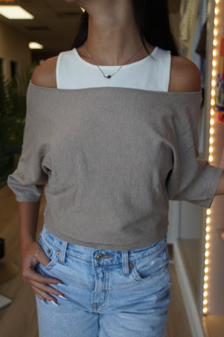Taupe Boat Neck/Cream Tank