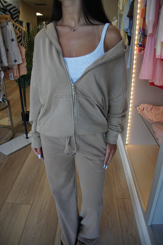 Taupe Studded Hoodie Set