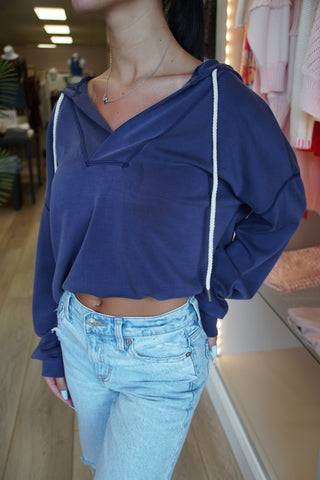 Indigo Slouch Hoodie Top