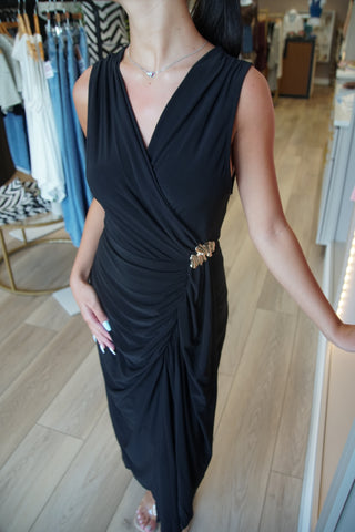 Black Drape Midi Dress