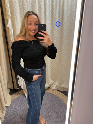 Jet Black Ruffle Knit