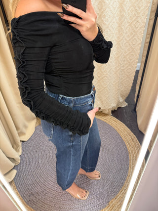Jet Black Ruffle Knit