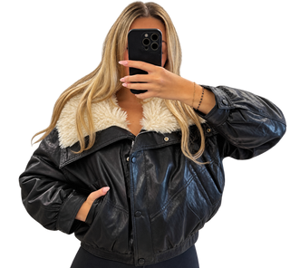 Faux Leather Duck Down Jacket