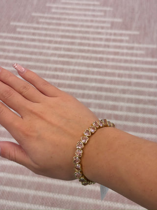 #0020 Bezel Heart Bracelet - Pink