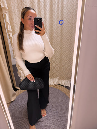 Ribbed Mock Neck Sweater Top