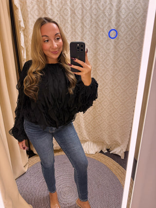 Ruffled Rhythm Blouse - Black